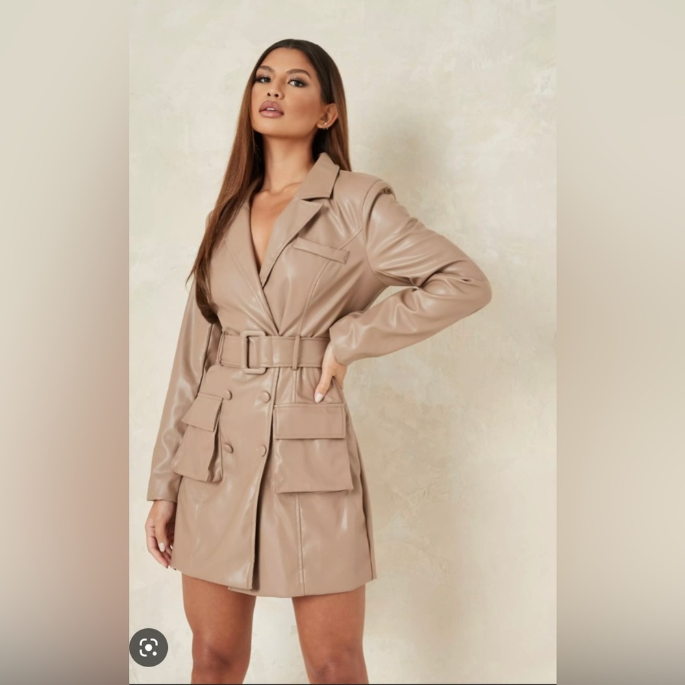 NWT Missguided vegan leather blazer dress